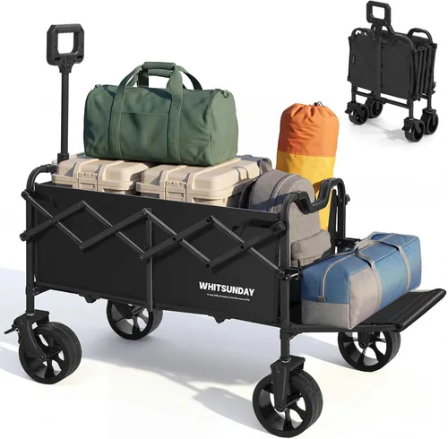 Whitsunday Carro plegable 2 en 1, carros utilitarios resistentes con ruedas grandes todo terreno para campamento, jardín, playa, deportes, color