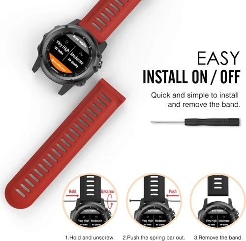 Miniatura 8 de MoKo Correa compatible con Garmin Fenix 3/Fenix 5X, [4 unidades] Correa de repuesto de silicona suave para reloj inteligente Garmin Fenix 3/Fenix 3