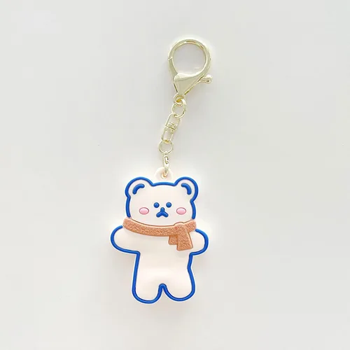 Miniatura 2 de Funda de silicona de animales lindos compatible con Airtags Finder Location Tracker Llavero para niños y mascotas llaves blanco (White Bear)