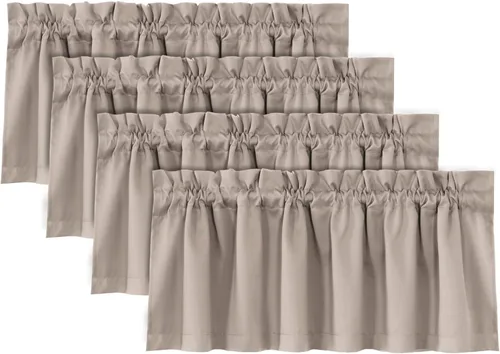 Miniatura 40 de H.VERSAILTEX Cenefas de cortina 100% opacas para ventanas, 2 paneles con aislamiento térmico, bolsillo para barra, pequeña cenefa corta para cocina