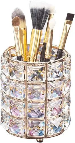 LUGUNU - Organizador de brochas de maquillaje con cuentas de cristal, decoración de tocador, cepillos personalizados, caja de almacenamiento para