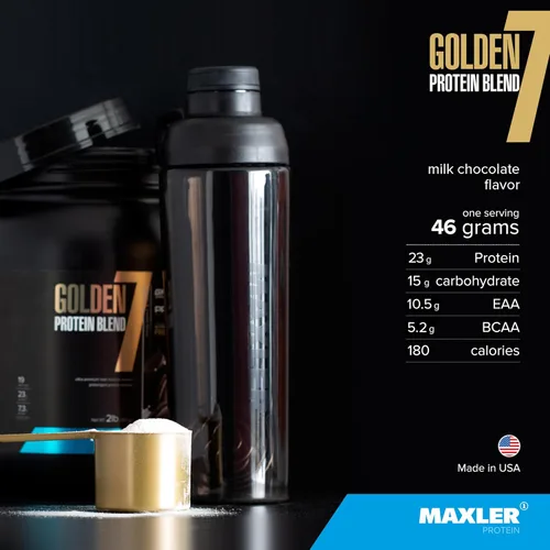 Miniatura 3 de Maxler Golden 7 Mezcla de Proteína - Polvo de Proteína para Ganancia Muscular y Recuperación - Polvo de Proteína de Chocolate con Leche 5 lb