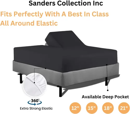 Miniatura 2 de Sanders Collection Inc SCI - Juego de sábanas flexibles divididas superiores para cama ajustable de 30 pulgadas, cabeza dividida, tamaño Queen, 800