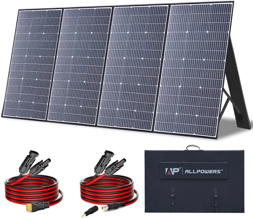 Miniatura 14 de ALLPOWERS Cargador de panel solar plegable de 21 W y 5 V, kit de carga solar SP002 con 3 salidas USB y 2 entradas USB, panel solar portátil