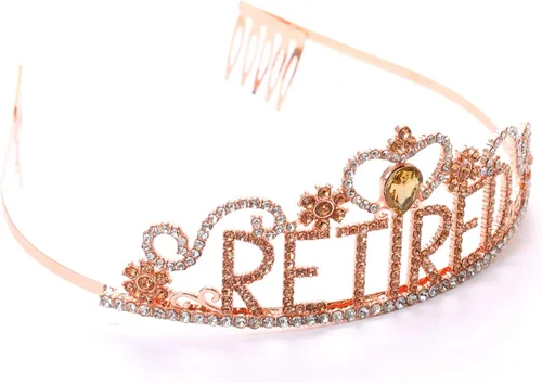 Miniatura 2 de Decoraciones de fiesta de jubilación, regalos de jubilación para mujeres, juego de tiara y banda de jubilación, corona de cristal con purpurina