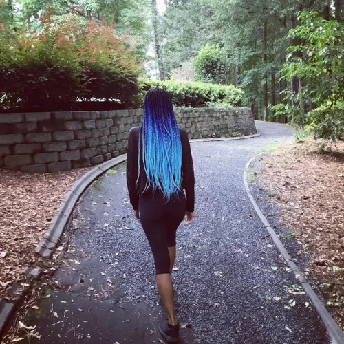 Miniatura 7 de Cabello estirado de fibra Kanekalon para trenzar, color azul degradado