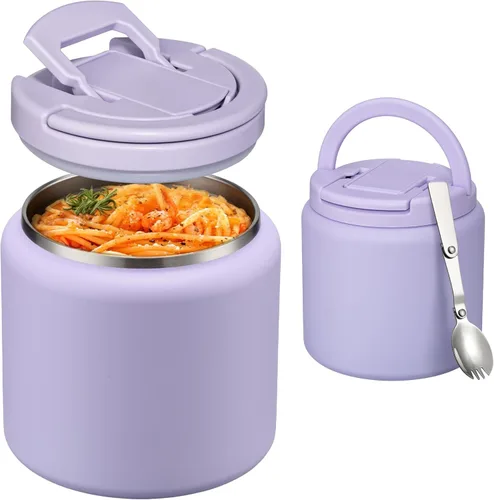 Miniatura 23 de Itslife Termo de sopa aislado al vacío de 14 onzas para comida caliente, recipiente de almuerzo para niños con tapa de hebilla a prueba de fugas