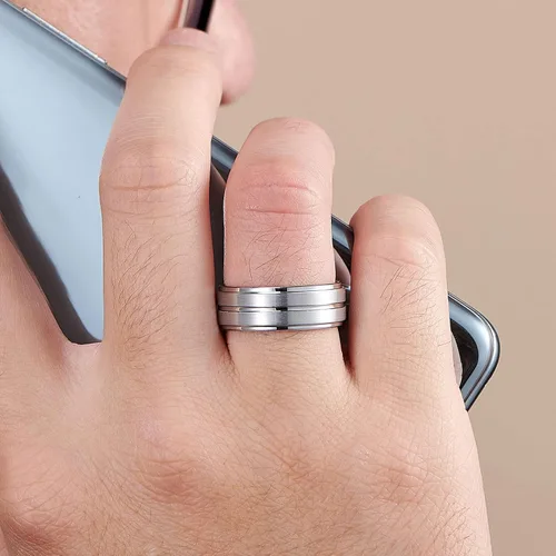 Miniatura 7 de Newshe Jewellery Juego de anillos de boda para él y ella, AAAAA, circonita cúbica para mujeres y hombres, anillos de tungsteno de plata de ley 925