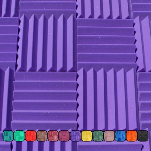 Espuma acústica insonorizada para estudio, color morado, paneles estilo cuña de 12 x 12 x 2 pulgadas azulejos, paquete de 4 unidades Púrpura