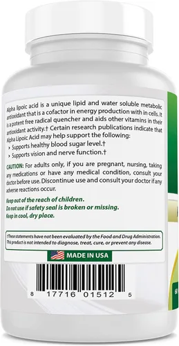 Miniatura 7 de Best Naturals Ácido alfa lipoico 600 mg 60 cápsulas – ALA Potente antioxidante (60 unidades (paquete de 2))