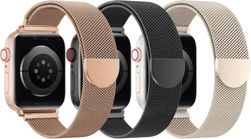Miniatura 16 de BELONGME Paquete de 3 correas de malla en bucle compatibles con Apple Watch para mujeres y hombres 40mm 41mm 38mm 42mm 44mm 45mm 49mm 46mm Series 11