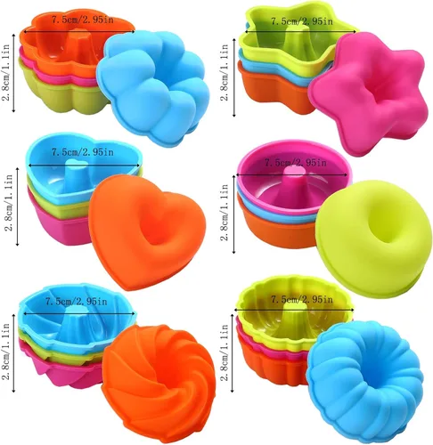 Miniatura 6 de To encounter Paquete de 24 Moldes de Silicona, Antiadherente de 2 3/4 pulgadas Molde para Donas, Tazas de Horneado de Silicona, Bandeja para Donas