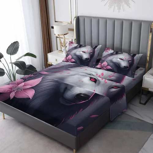 Miniatura 22 de Juego de sábanas de tamaño individual, sábanas de oso – Sábanas y fundas de almohada de microfibra de 3 piezas, juego de sábanas con patrones de Aa