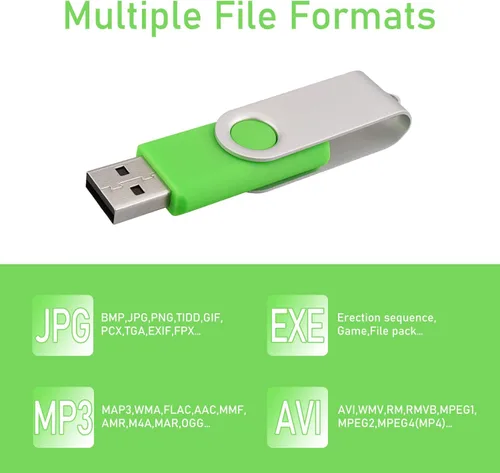 Miniatura 5 de Paquete de 5 unidades flash USB 2.0 giratorias de 4 GB, memoria a granel para almacenamiento de datos, negro/azul/naranja/verde/morado