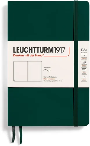 Miniatura 60 de LEUCHTTURM1917 - Cuaderno de tapa blanda de tapa blanda B6+ - 123 páginas numeradas para escribir y escribir en diario (Doted, Sage)