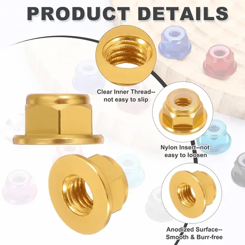 Miniatura 3 de MECCANIXITY 30 piezas de tuercas de bloqueo de aleación de aluminio M5 con paso de 0.8 mm, tuercas hexagonales con brida de nylon con rosca dentada