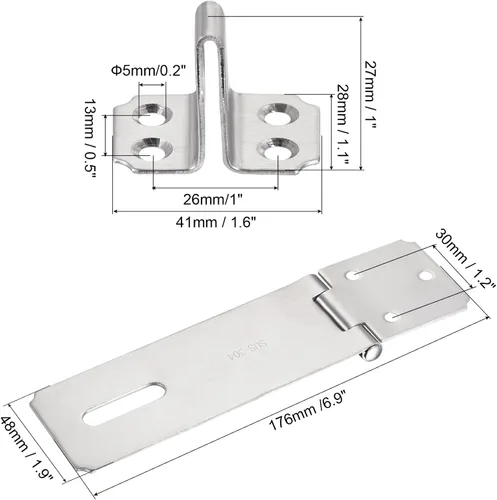 Miniatura 2 de MECCANIXITY Cerradura de acero inoxidable de 5 pulgadas de grosor para puerta, cierre de candado pesado con tornillos para puerta de armario