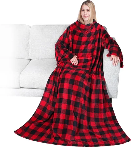 Miniatura 23 de PAVILIA Wearable Blanket with Sleeves for Adult Women Men, Cozy Fleece Warm Wrap Throw with Arms, Gifts for Christmas, Wife