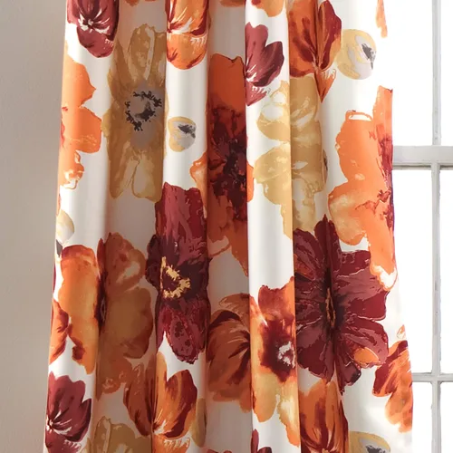 Miniatura 3 de Lush Decor Leah - Juego de 2 paneles de cortinas para oscurecer la habitación, 84 x 52 pulgadas, rojo/naranja