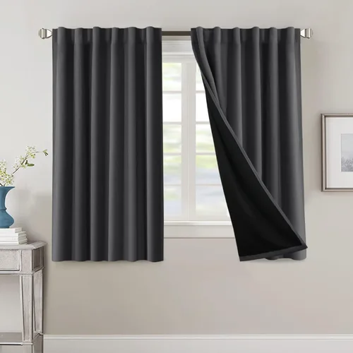 Miniatura 118 de H.VERSAILTEX Cortinas 100% opacas para dormitorio con forro negro, cortinas de oscurecimiento de habitación completa, con aislamiento térmico