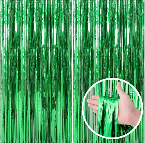 Miniatura 8 de Paquete de 2 cortinas de serpentinas negras para fiestas, telón de fondo de flecos de oropel de papel de aluminio, decoraciones para fiestas
