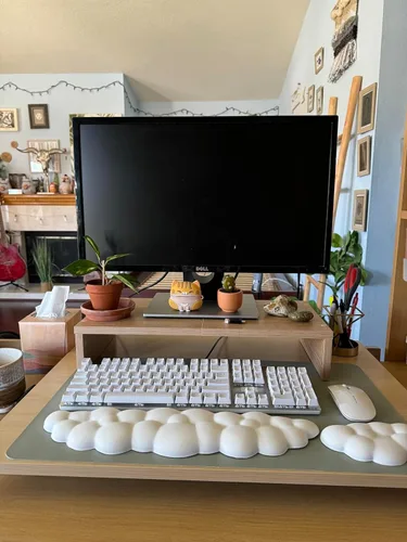Miniatura 3 de JIKIOU Reposamuñecas para Teclado Cloud de Cuero Mejorado, Reposamuñecas Cloud con Base de PU Antideslizante, Cómodo Reposamuñecas de Espuma