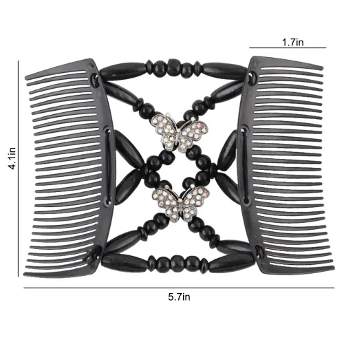 Miniatura 2 de 4 peines mágicos para el cabello, peines elásticos con cuentas de doble cara, clips para hacer moños, accesorios de peinado para mujeres y niñas