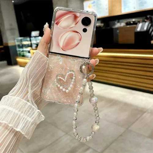Miniatura 3 de Funda para Motorola Razr 2025/Razr 2024, diseño femenino tierno de corazón de amor, funda para teléfono Razr 2025 con brillos y purpurina, parte Rosa