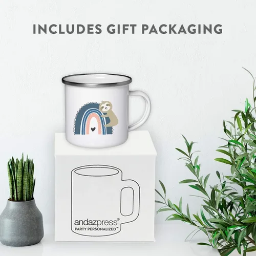 Miniatura 4 de Andaz Press Taza de chocolate caliente de acero inoxidable para niños, 11 onzas, perezoso arcoíris azul, paquete de 1, para niños, ideas