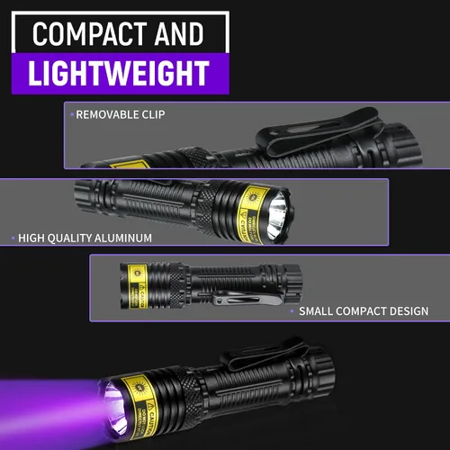 Miniatura 6 de Linterna UV de luz negra, recargable USB-C de 395 nm, mini luz negra portátil de mano, potentes luces LED ultravioleta, para curado de resina