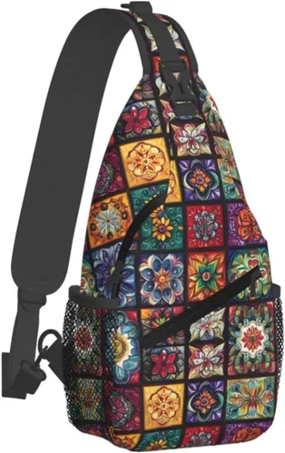 Small Crossbody Bags for Women Men - Vintage Floral Pattern Print Adjustable Shoulder Bag Fanny Packs Belt Sling Bag Crossbody Purses Backpack for