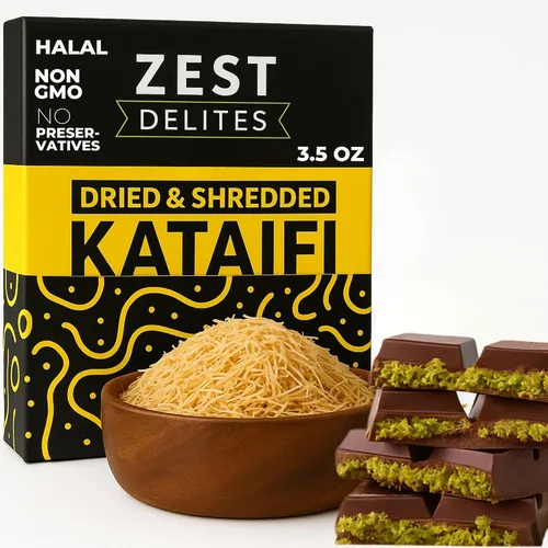 Kataifi Masa de fillo rallada de Zest Delites, Kadayif seco para kit de chocolate Dubai, Knafeh & Kunafa, masa filo rallada Kadayif, pastelería
