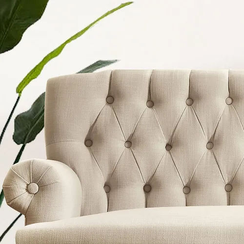 Miniatura 2 de Rosevera Sofá de dos plazas para sala de estar, lino, beige clásico