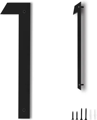 Miniatura 18 de Números de casa de 12 pulgadas para exteriores, números de dirección de casa modernos de metal, flotante, para exteriores de 0 a 9, negro (0)