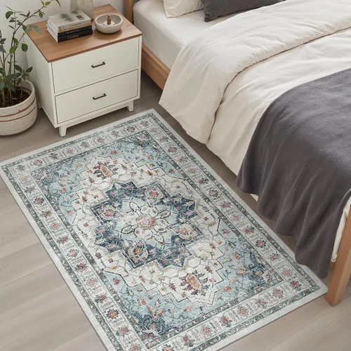 Miniatura 729 de Madane Tapete lavable de 2 x 10 pies para pasillo, cocina, recibidor, clásico, suave, antideslizante para interiores, casa de campo, baño, sala