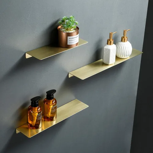 Miniatura 4 de TRUSTMI Estante flotante dorado cepillado SUS304 de acero inoxidable montado en la pared (16 x 4 pulgadas) para baño, cocina, dormitorio, sala