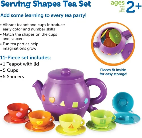 Miniatura 6 de Learning Resources Juego de té con formas de servir, 11 piezas, a partir de 2 años, juguetes de comida para niños pequeños, cocina preescolar