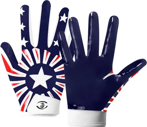 Miniatura 8 de Guantes de fútbol americano para niños, guantes receptores de fútbol americano juvenil, excelente agarre con silicona adhesiva, antideslizantes