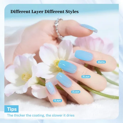 Miniatura 6 de OpenLive 16.5ml Gel Jelly Baby Blue Esmalte de uñas de gran volumen de secado rápido, brillo de larga duración, arte de uñas para uñas de manos