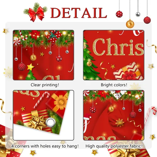 Miniatura 8 de Avezano Telón de fondo rojo de Feliz Navidad, decoración de fiesta de Feliz Navidad, banner, telón de fondo de fotografía de Feliz Navidad