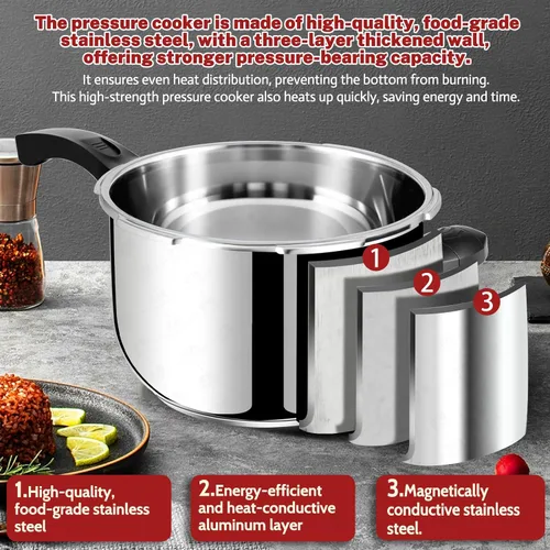 Miniatura 2 de Olla a presión de acero inoxidable de 10 cuartos de galón para todas las estufas, compatible con inducción, grado alimenticio, resistente