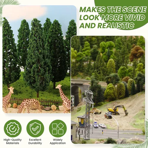 Miniatura 6 de Modelo de paisaje de jardín, pino verde oscuro, 5 pulgadas (5.118 in), accesorio para hacer arquitectura, mesa de arena y plataforma de estación, 10