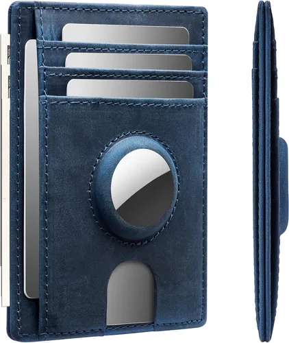 typecase Billetera delgada minimalista para hombre, para AirTag, bolsillo frontal, de piel de caballo loco de primera calidad, con soporte para