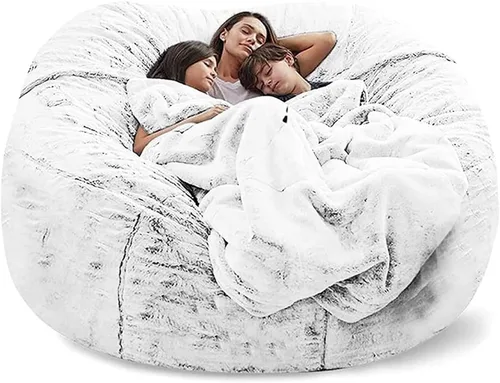 Miniatura 9 de Puf de 7 pies, funda de sofá para silla, lavable de tela de felpa suave de alta calidad, puf para juegos, tumbona gruesa y perezosa, juguetes