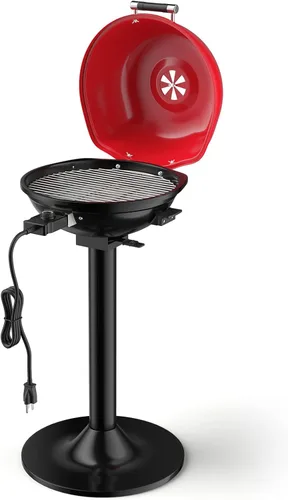 Miniatura 9 de Giantex Parrilla eléctrica para interiores y exteriores, parrilla portátil de 1600 W con rejilla antiadherente extraíble, temperatura ajustable, Rojo
