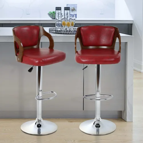 Miniatura 8 de Dkelincs Juego de 2 taburetes de bar, taburetes de bar giratorios ajustables en altura de mostrador con respaldo y brazos, moderno taburete de bar