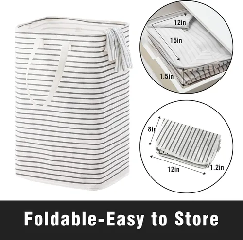 Miniatura 5 de Cesta de lavandería plegable grande de 100 litros, cesta de ropa independiente con asas largas fáciles de transportar, bolsa de lavado impermeable