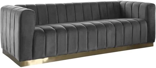 Miniatura 8 de Meridian Furniture 603Cream-S Colección Marlon Modern Sofá tapizado de terciopelo contemporáneo con acolchado de canal profundo, base de acero