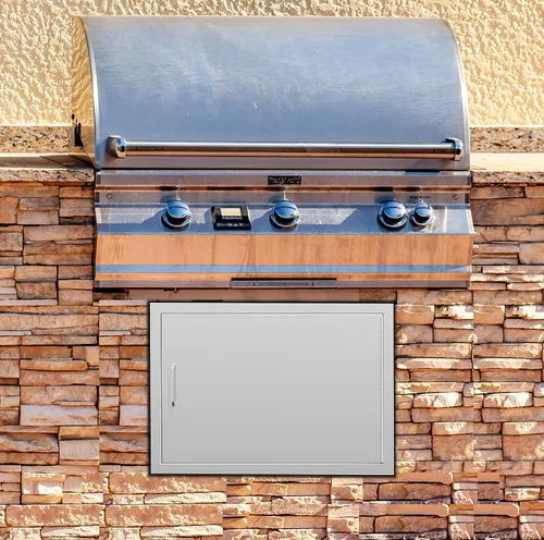 Miniatura 3 de Luffioner Puertas de cocina para exteriores, puerta de acceso doble para barbacoa de 24 pulgadas de ancho x 17 pulgadas de alto, placa gruesa a