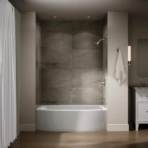 Miniatura 4 de KOHLER 1100-RA-0 Expanse - Bañera acrílica para alcoba de 60 x 32 pulgadas con drenaje a mano derecha, diseño compacto, color blanco